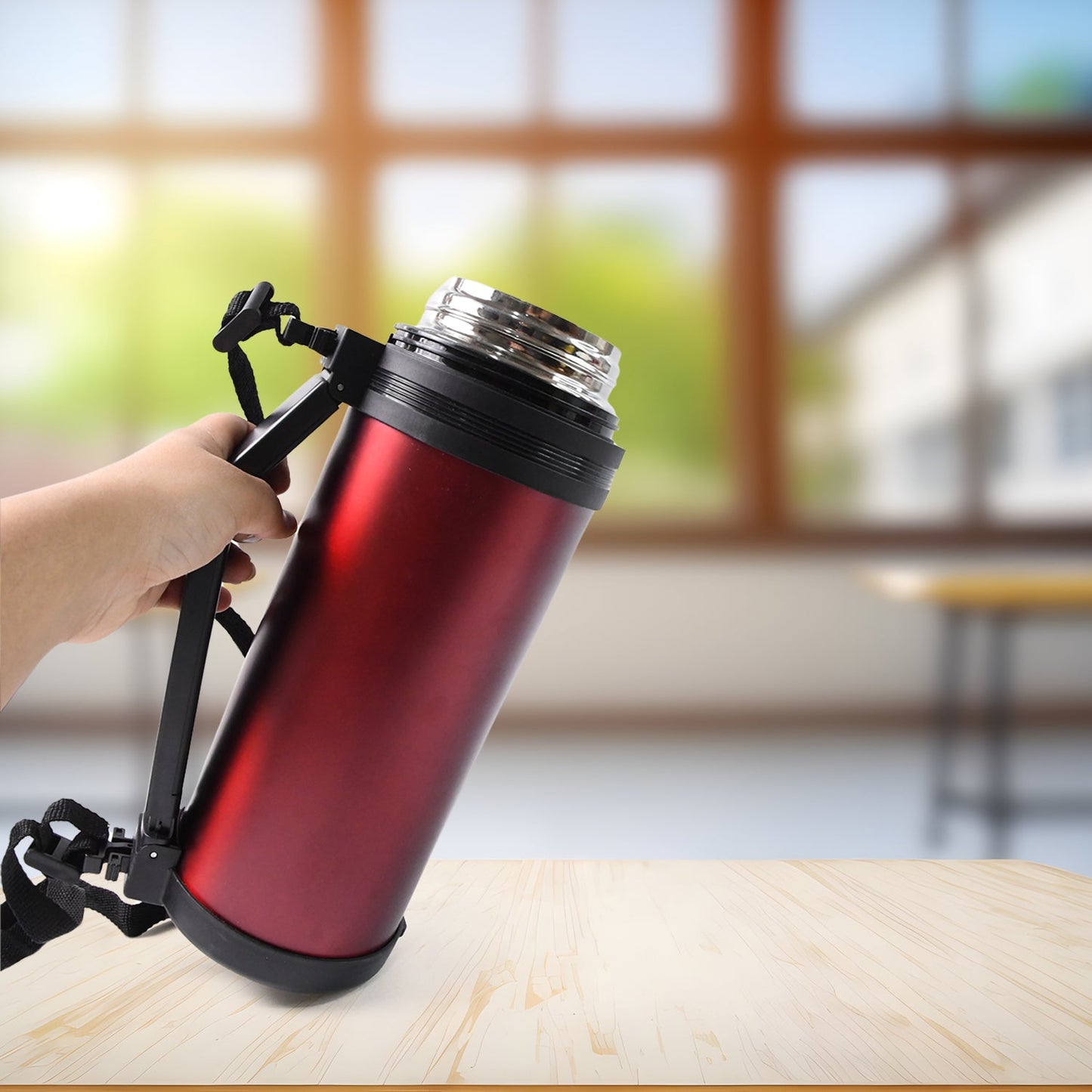 Stainless Steel Water Vacuum Insulated Bottle With Straw (1500ML, Mix Color)