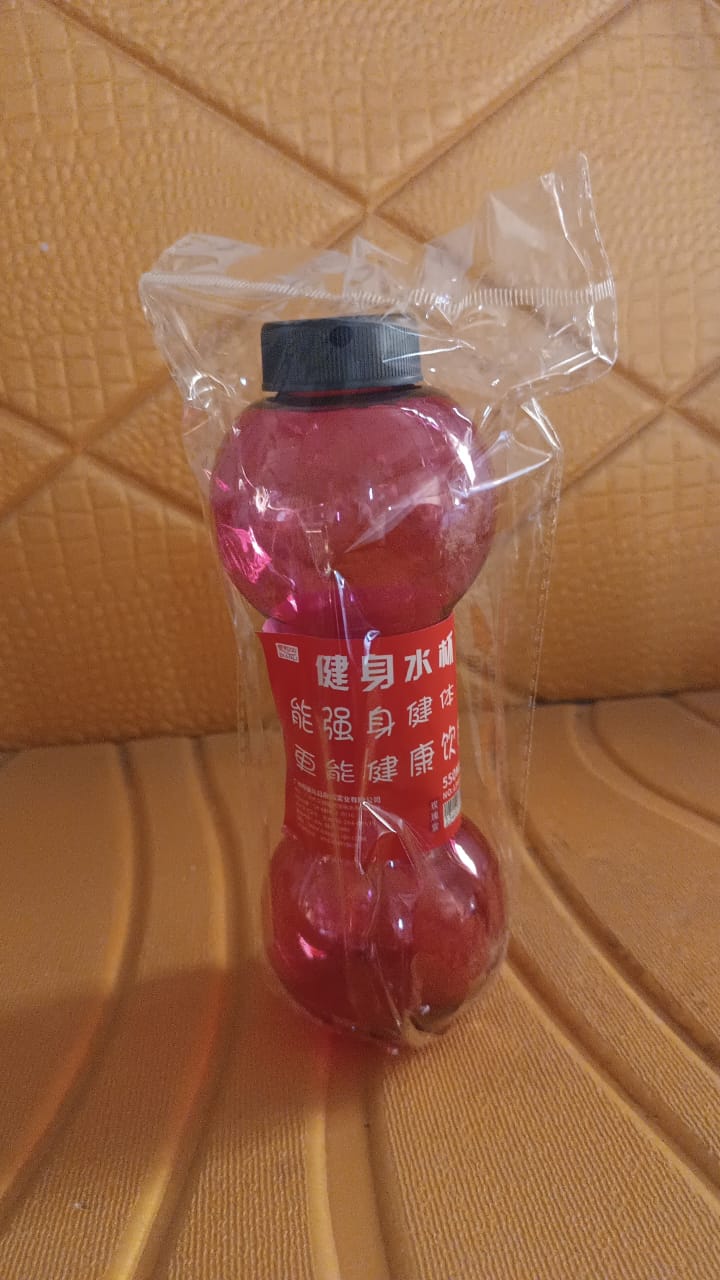 Plastic Dumbbell Shaped Water Bottle 550 ML for Fitness and Daily Hydration