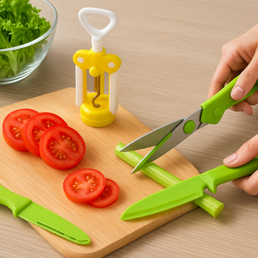 3 Pc Set Kitchen Tool Kit – Wine Bottle Opener, Knife, and Scissors Set