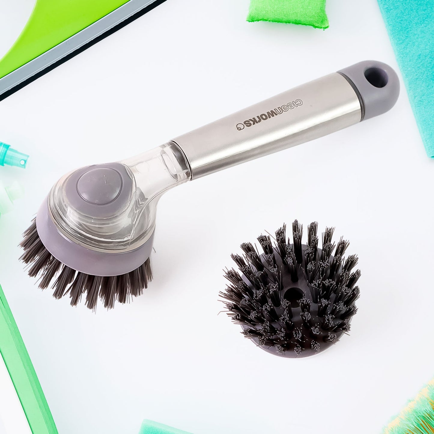 Cleaning Brushes Set – Scrub Brush, Bathroom Brush, Long Handle Pot Washing Brush