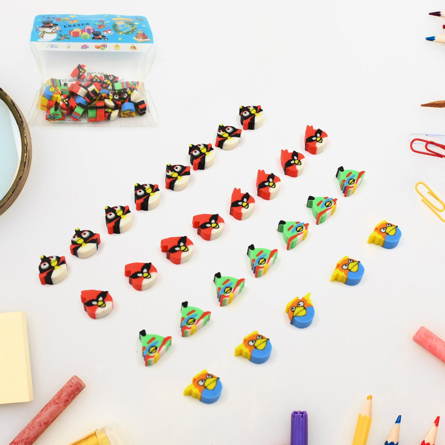 Colorful Novelty Eraser Set for Kids and Gifts (28 Pcs In 1 Packet)