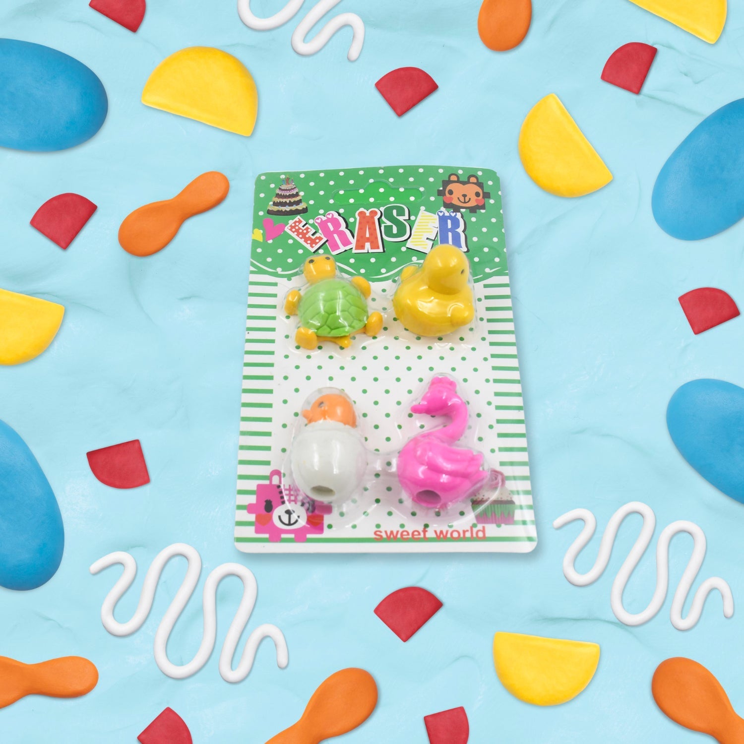 3D Mix Design Erasers – Cute & Colorful Novelty Erasers for Kids, School (1 Set)