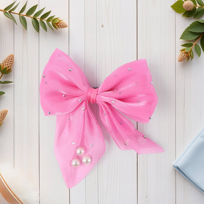Hair Bow Knot Clip Suitable Girls (12 Pc / Multicolour & Mix Design)