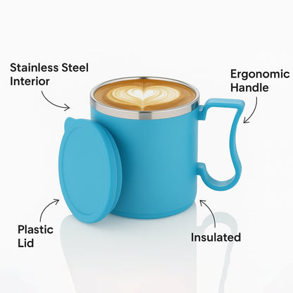 350ml Stainless Steel Mug: Insulated, Leakproof Lid, Hot/Cold Drinks (Mix Color)