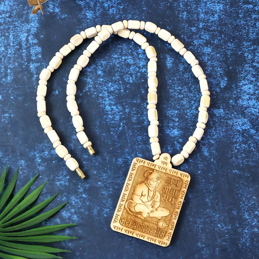 Premium Wooden Hanuman Pendant Mala (1 Pc)