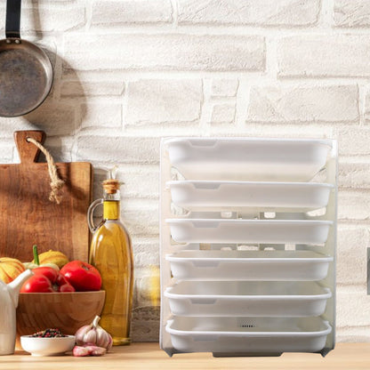 Wall Mount 6-Layer Food Storage Rack – Stackable, Space-Saving Organizer
