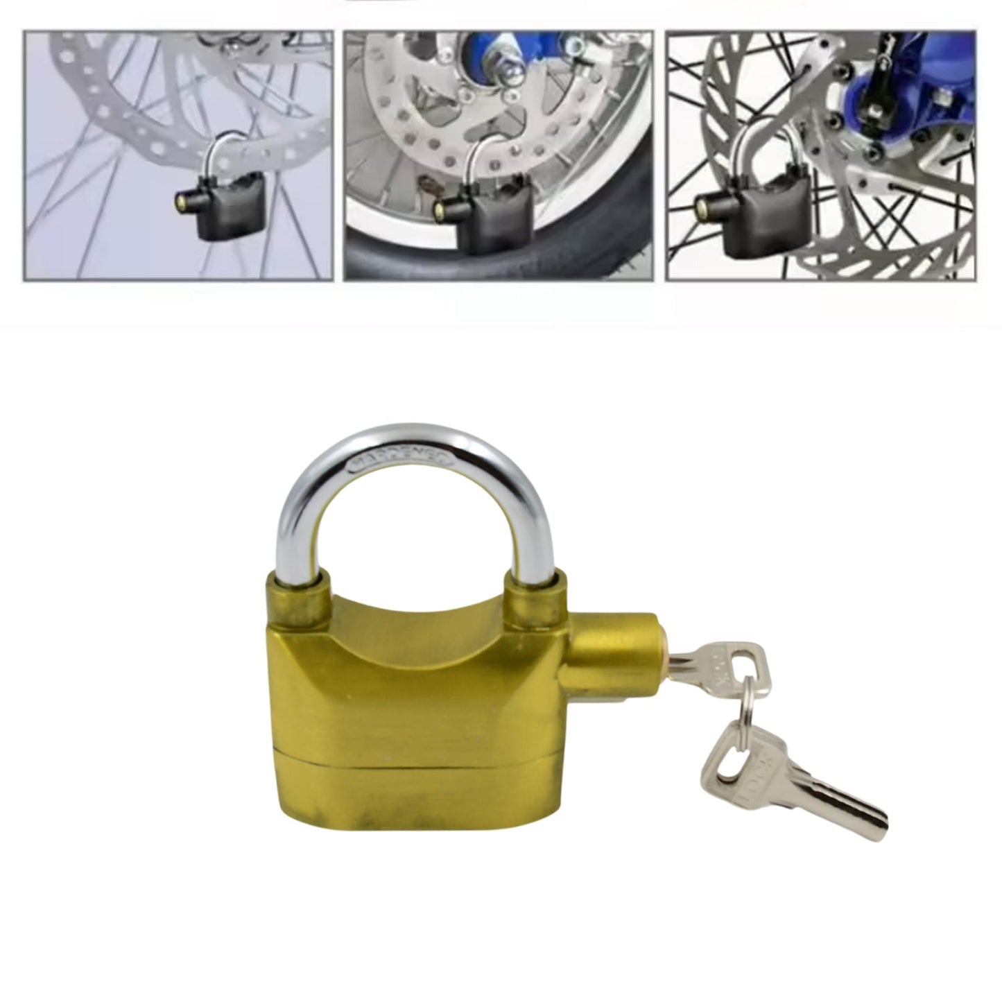 Heavy Duty Security Alarm Padlock with Built In Sound Alert System With 3 keys