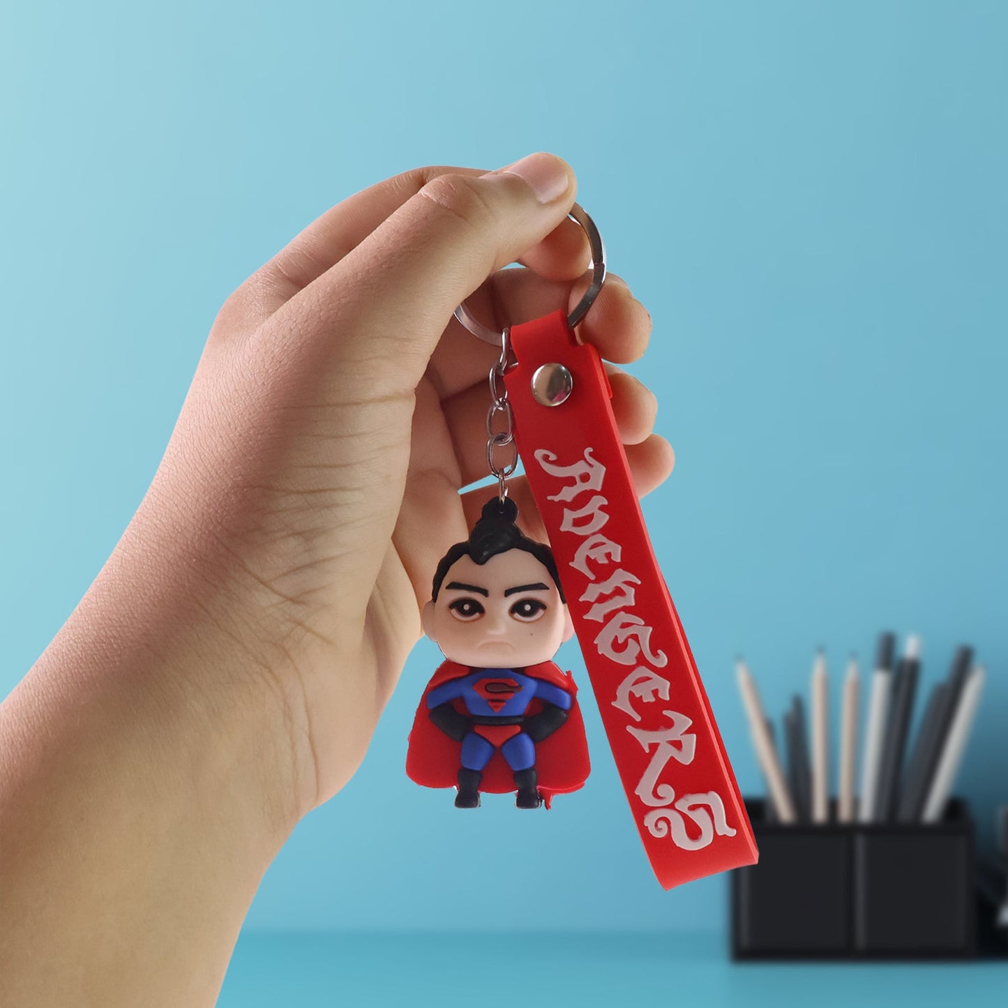 Cute Cartoon Silicone 3D Key Chain with Metal Hook & Strap (Pack of 1)