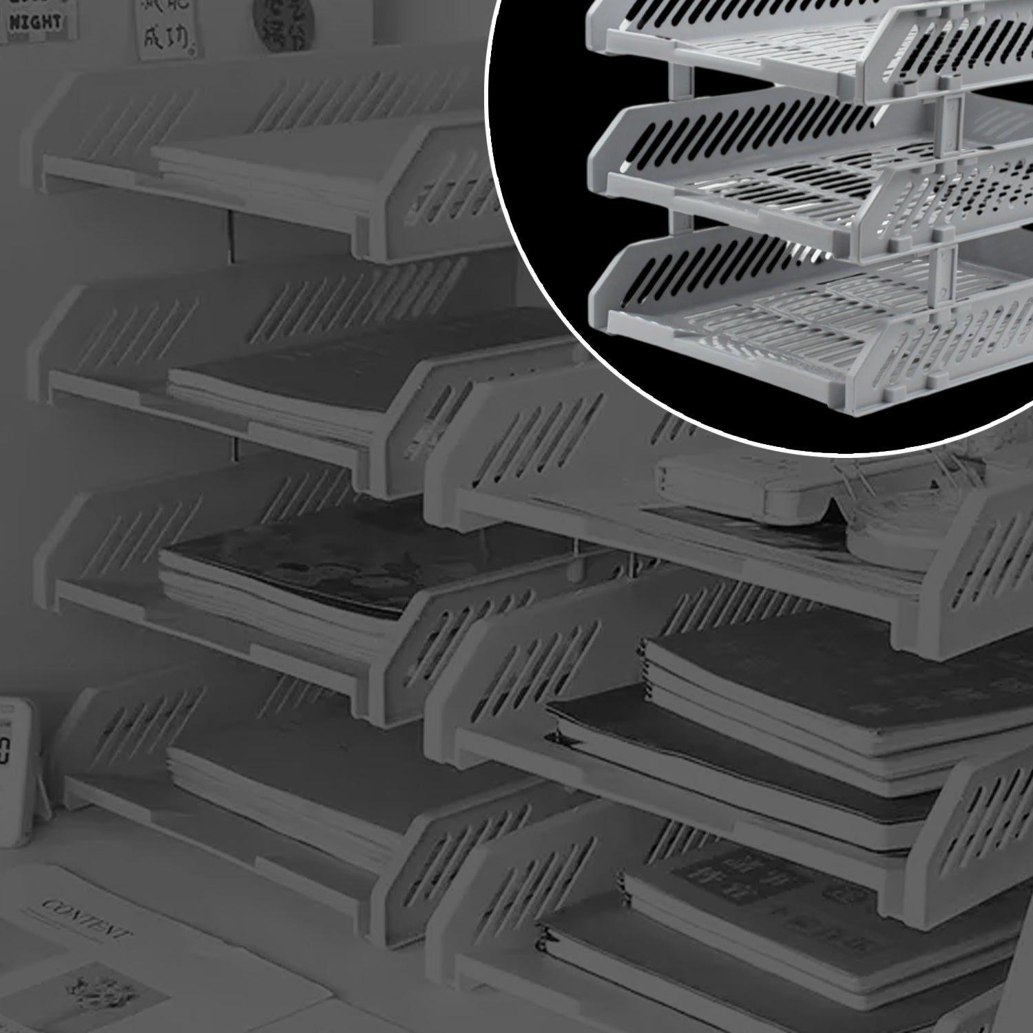 Multifunctional File Rack Drawers: Desktop Storage for Office Supplies (4/3 Layers)