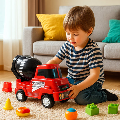 Kids Power Cement Mixer Toy Truck Friction Powered Toy 1 Pc