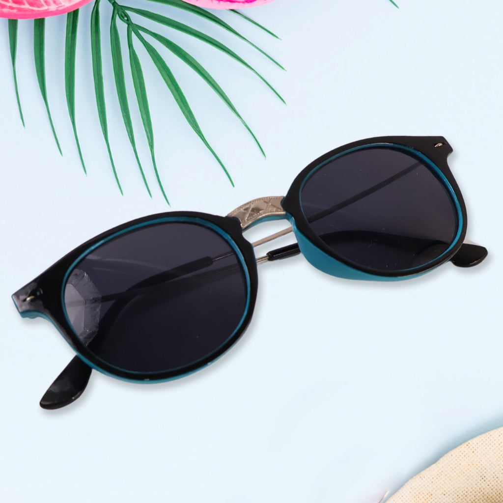 Sky Blue UV Protected Round Sunglasses, classic Sunglasses for Men & Women