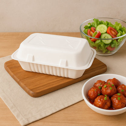 Vegnar 5 Compartment Compostable Bagasse Meal Tray 10 Pcs Set
