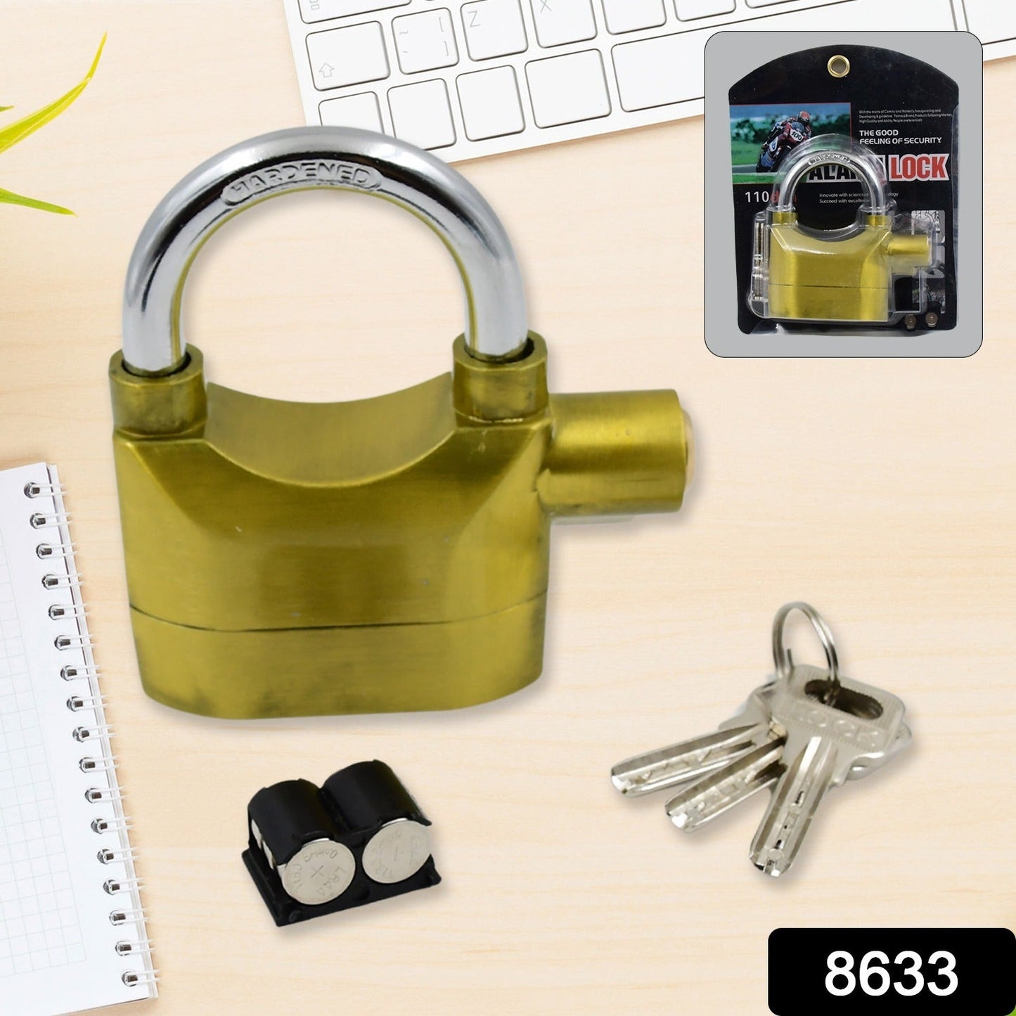Heavy Duty Security Alarm Padlock with Built In Sound Alert System With 3 keys
