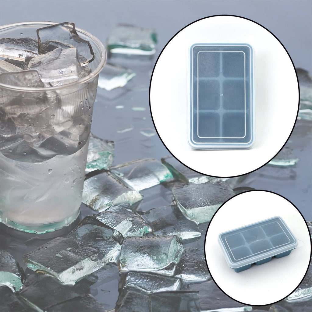 6 Grid Silicone Ice Tray Used In All Kinds Of Places Like Household Kitchens  (1 Pc)