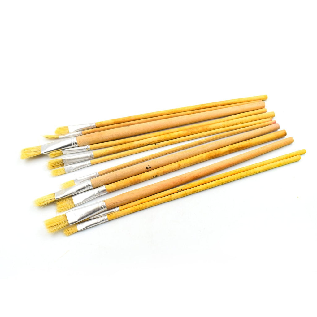 Pack of 12 brown brushes for art, versatile set.