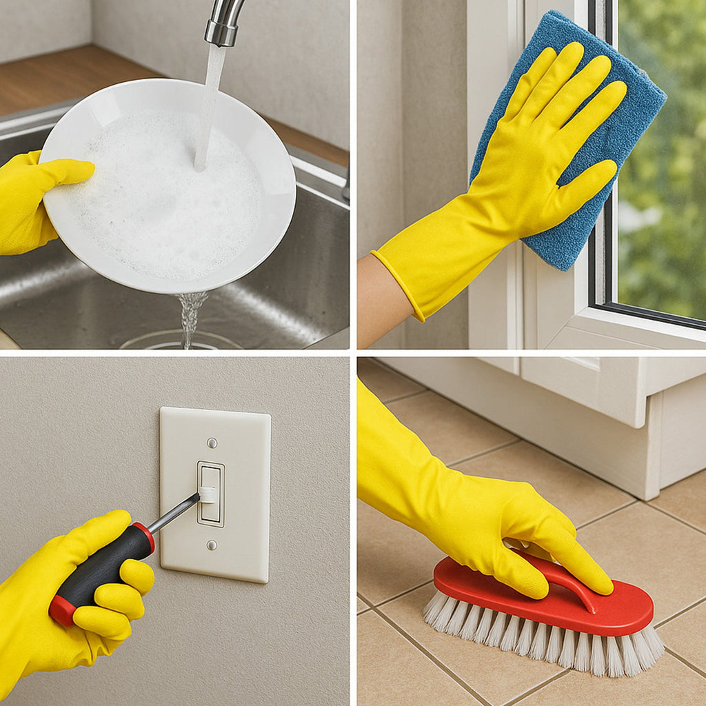 2 pair med yellow gloves For Cleaning
