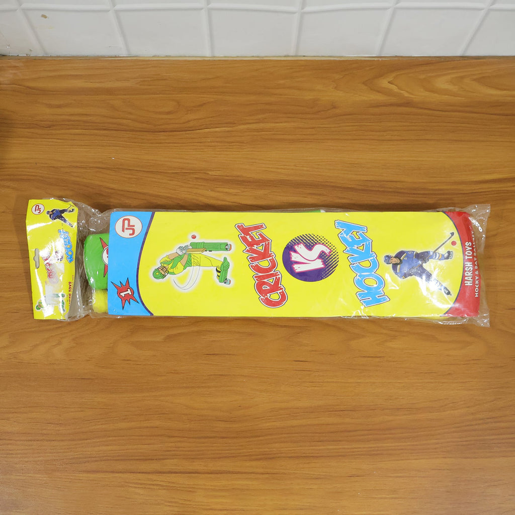 Combo of Light Weight Plastic Bat, Ball & Hockey for Kids, Boys, Indoor, Outdoor Play