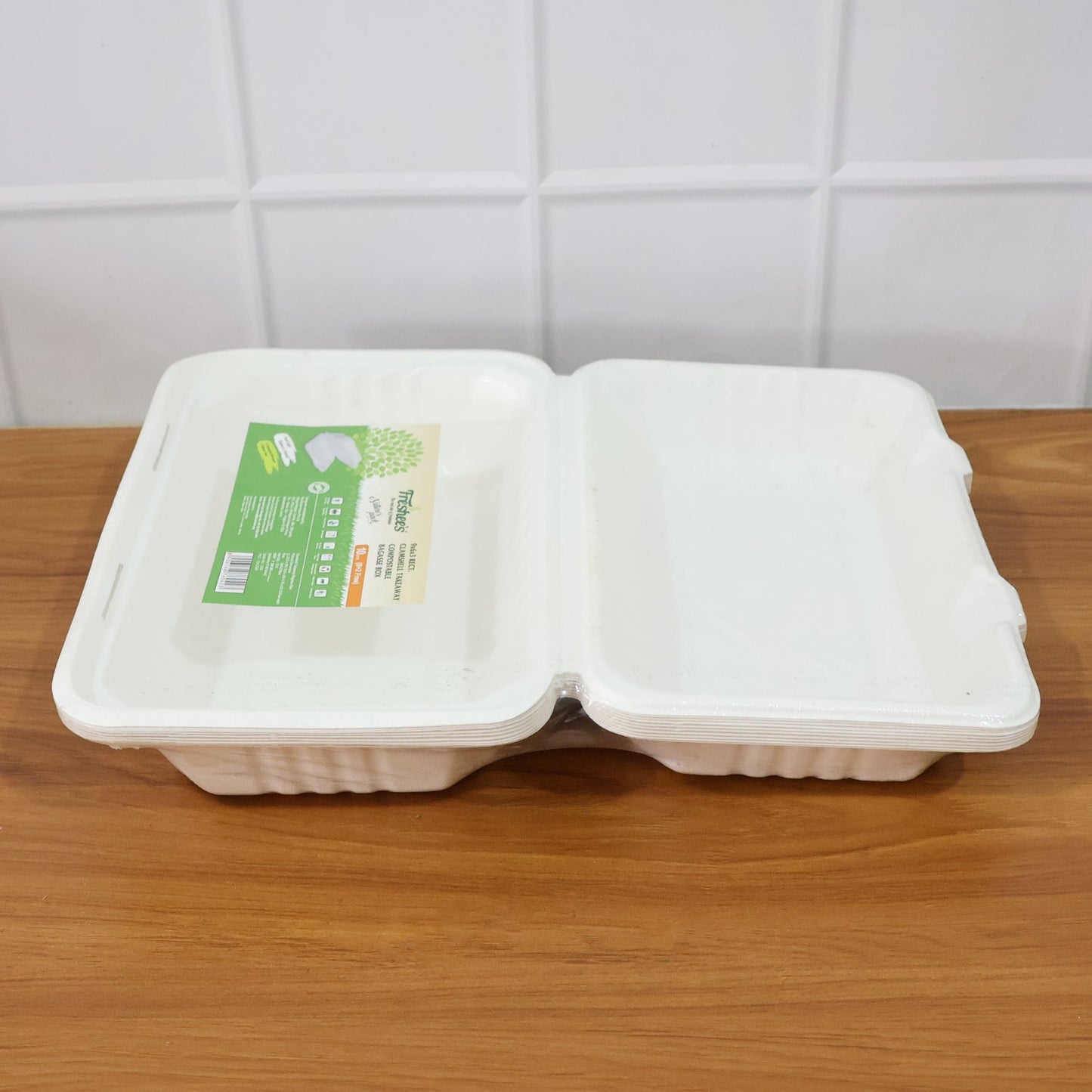 Vegnar 5 Compartment Compostable Bagasse Meal Tray 10 Pcs Set