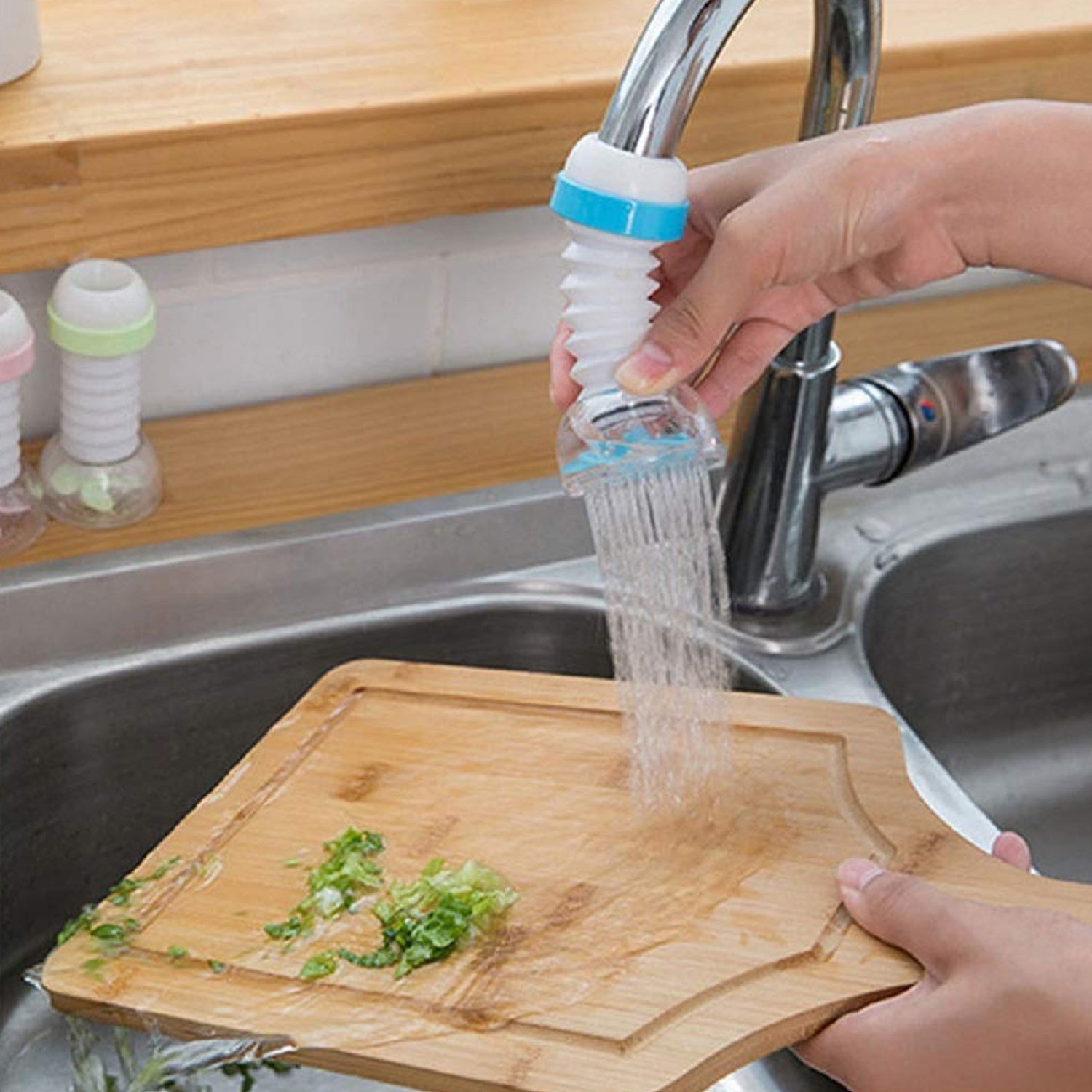 Adjustable Kitchen Sink Tap Water Filter with Rotating Faucet Sprayer (1 Pc)