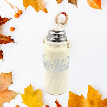 Stainless Steel Vacuum Insulated Water Bottle – Leak Proof Flask with Steel Cup