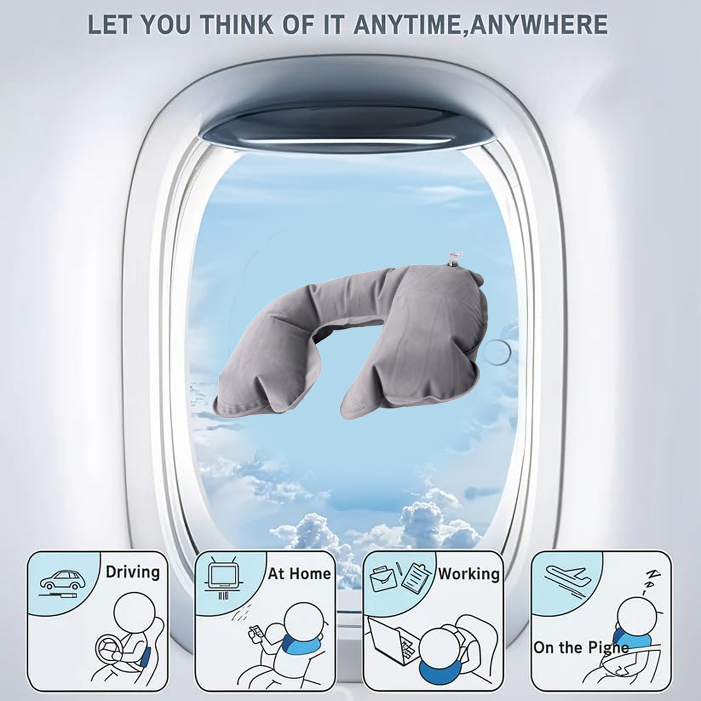 Inflatable & Foldable, Pillow U Shape Air Cushion Travel Pillow (1 Pc / Mix Color)