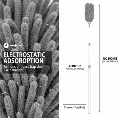Microfiber Dusters for Cleaning 100 inches Extendable Handle Pole