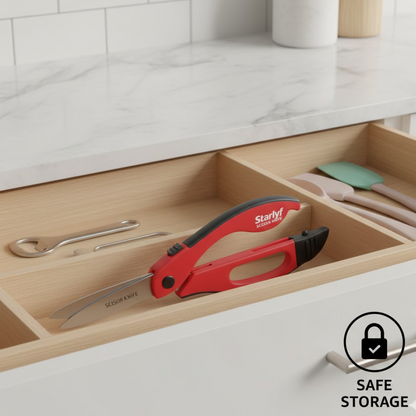 2-in-1 Kitchen Scissor – Spring Locking Knife & Chopping Board (1 Pc)