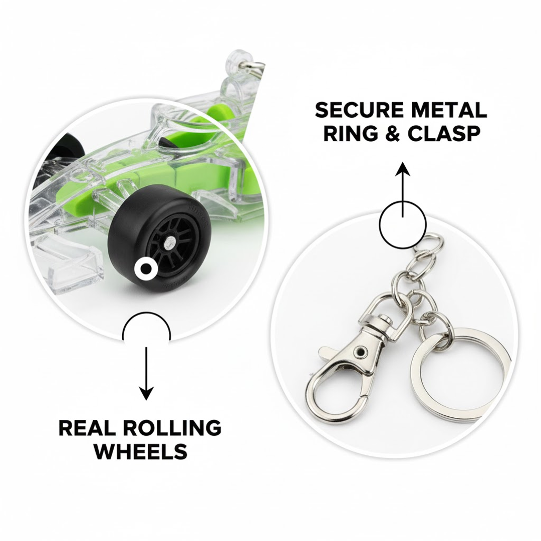 Cars Shape Keychain with On / Off Button LED Flashing Light (1 Pc)