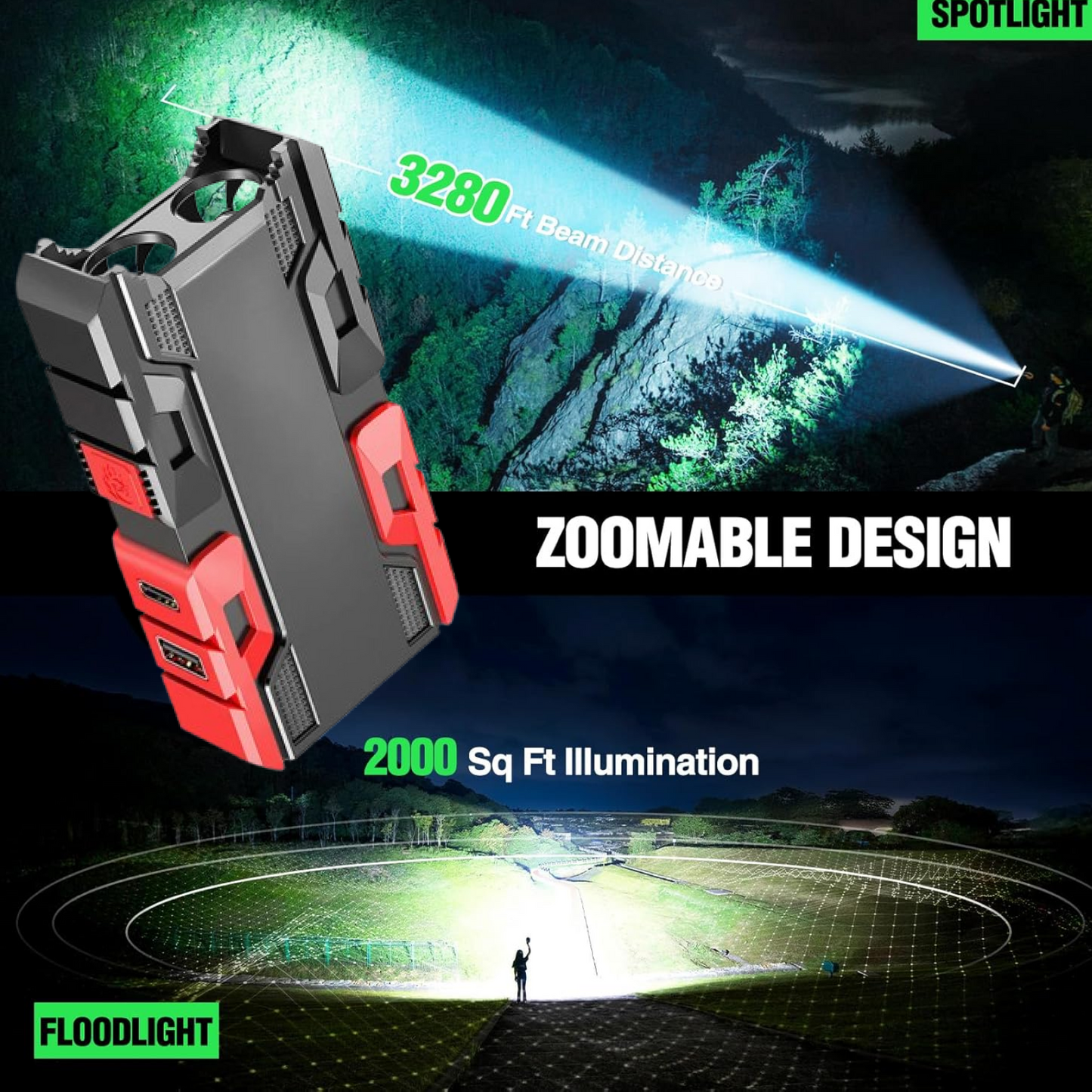 Rechargeable Mini LED Flashlight with Power Bank, 3 Modes (1 Pc, 800mAh)