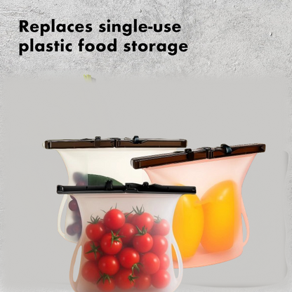 Silicone Food Storage Bags - Set of 3 Keepers for Fruits, Vegetables, Snacks
