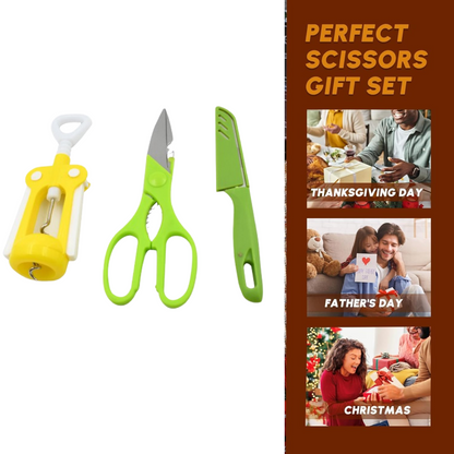 3 Pc Set Kitchen Tool Kit – Wine Bottle Opener, Knife, and Scissors Set