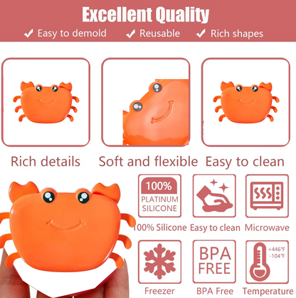 Creative Crab Shape Ice Mold Tray Silicone Ice Cube Maker Fun Cartoon Ice Tray (1 Pc)