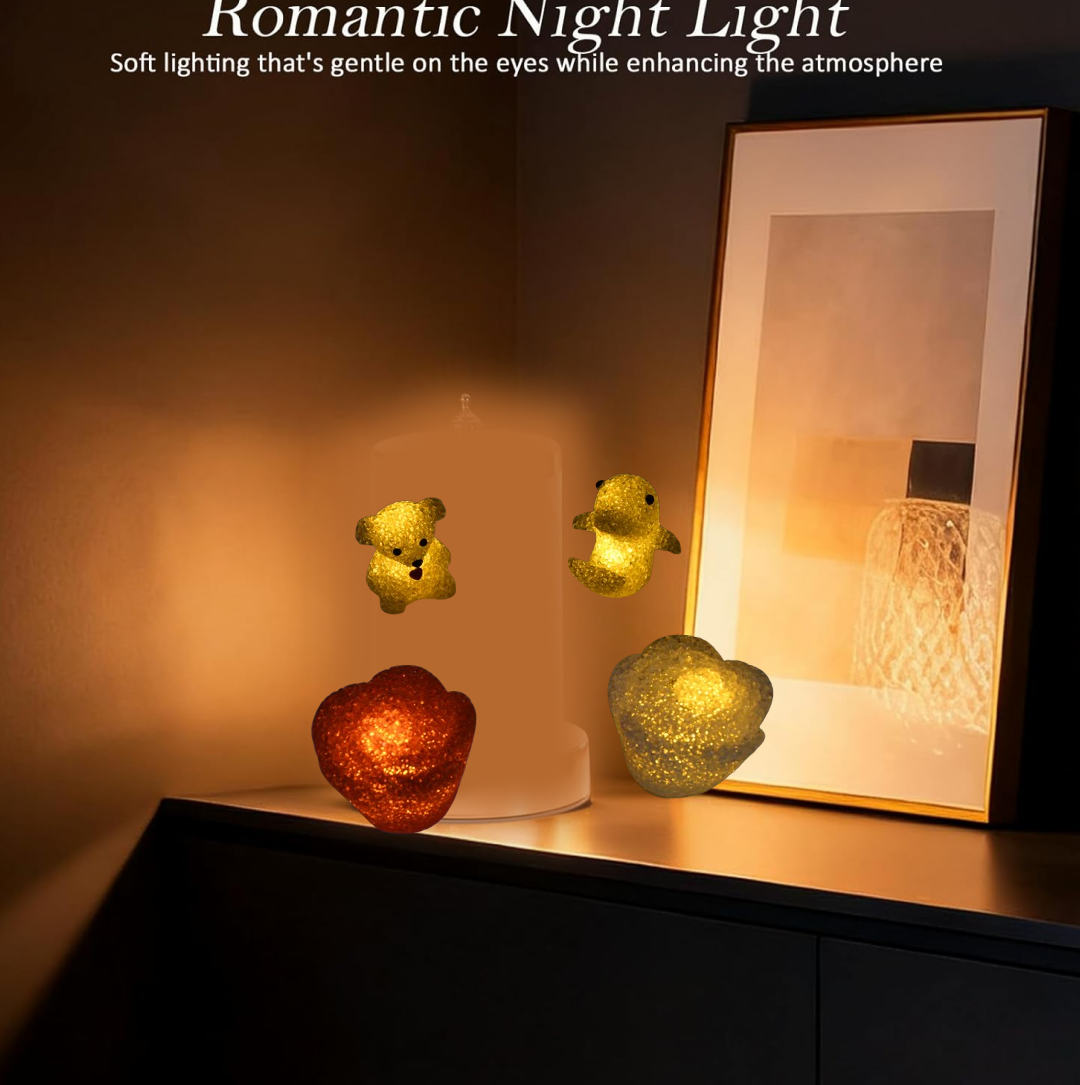Decorative Multi Shape LED Night Lamp Set Cute Animal Design (6 Pc)