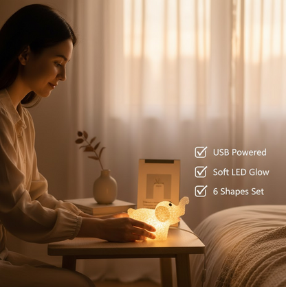 Decorative Multi Shape LED Night Lamp Set Cute Animal Design (6 Pc)