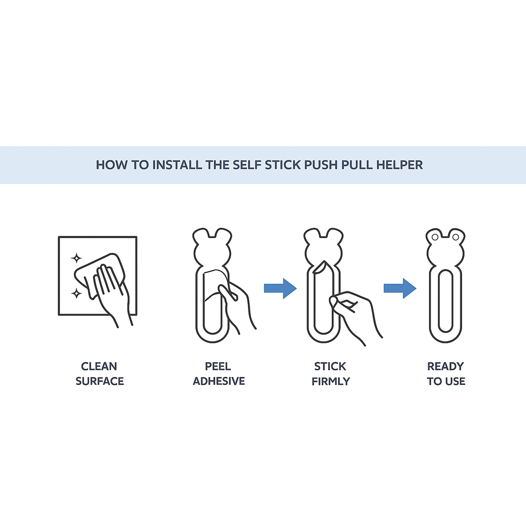 Self Stick Push Pull Helper Door Handle Adhesive Grip Handle (2 Pc)