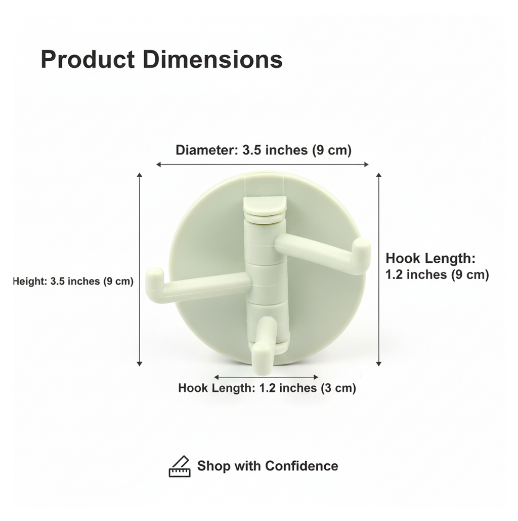 180° Rotating Punch-Free 3-Hook Sticky Hook – 1 Pc