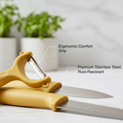 4In1 Combo - Stainless Steel Kitchen Lighter, Knife, Peeler and Smooth Grater (Multicolor)