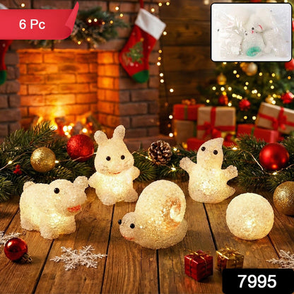 Decorative Multi Shape LED Night Lamp Set Cute Animal Design (6 Pc)