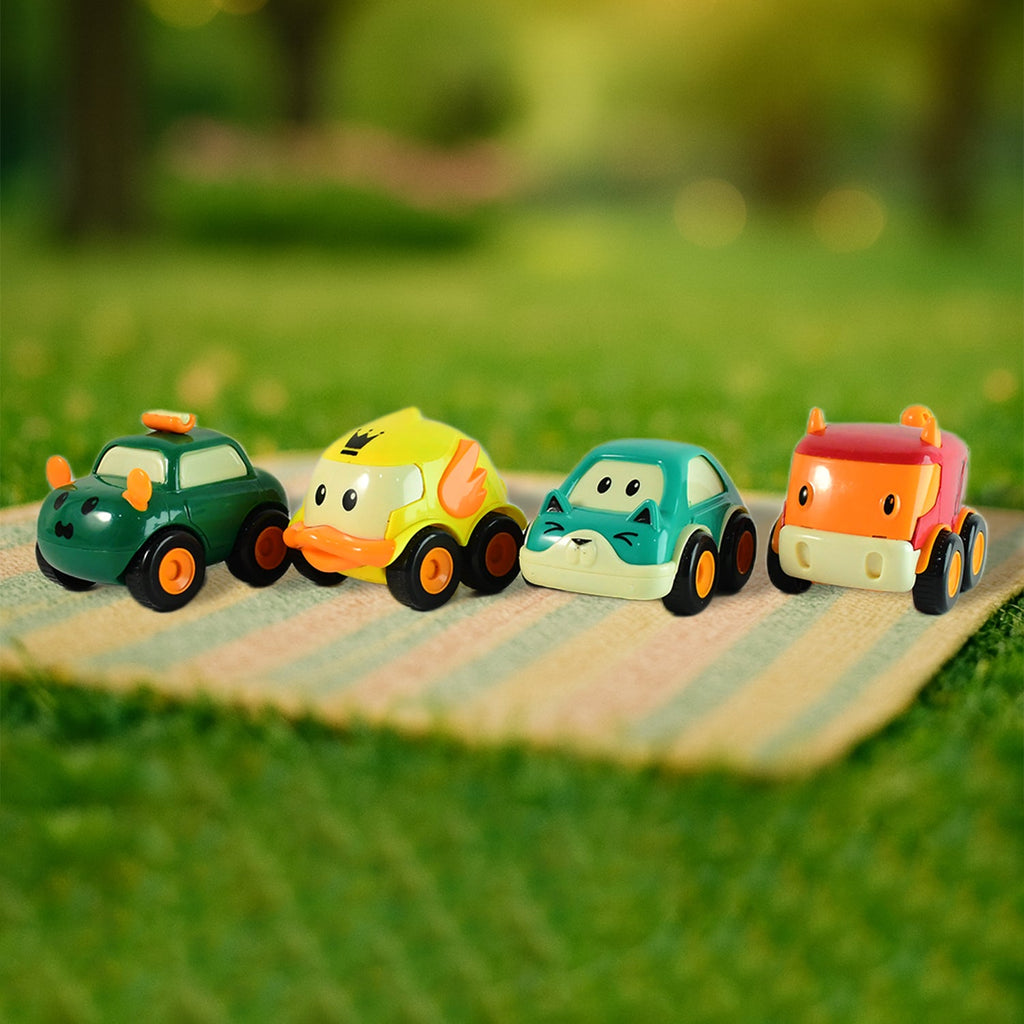Funwoods Animal Cartoon Pull-Back Toy Car Set Pack 4 Pc