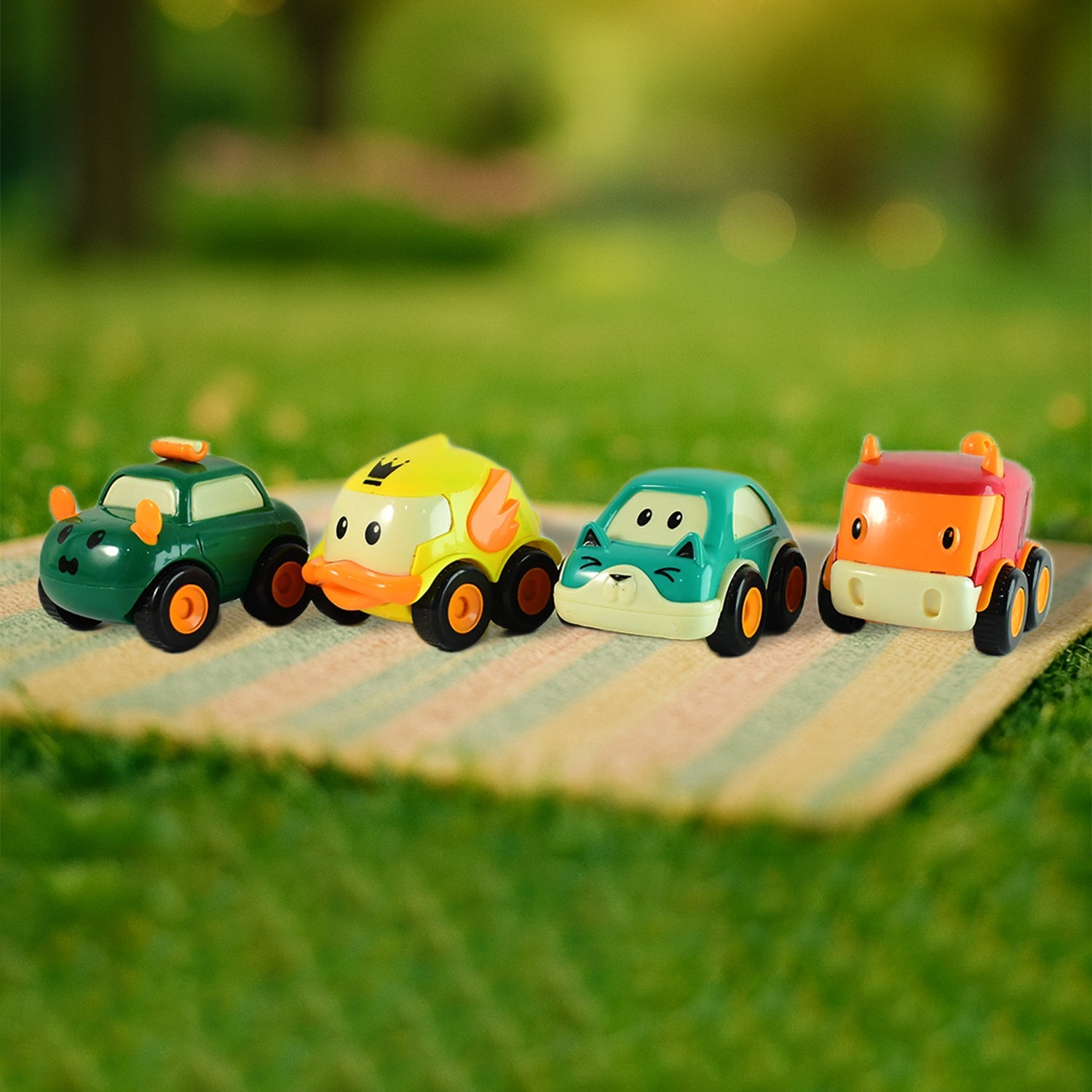 Funwoods Animal Cartoon Pull-Back Toy Car Set Pack 4 Pc