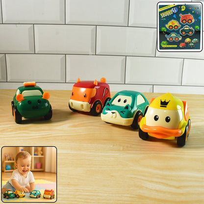Funwoods Animal Cartoon Pull-Back Toy Car Set Pack 4 Pc