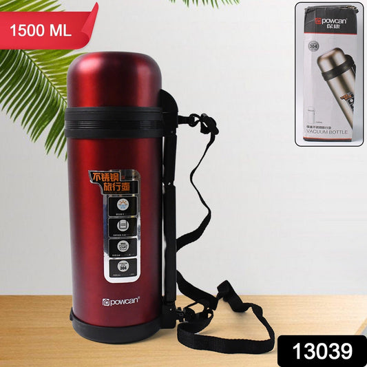Stainless Steel Water Vacuum Insulated Bottle With Straw (1500ML, Mix Color)