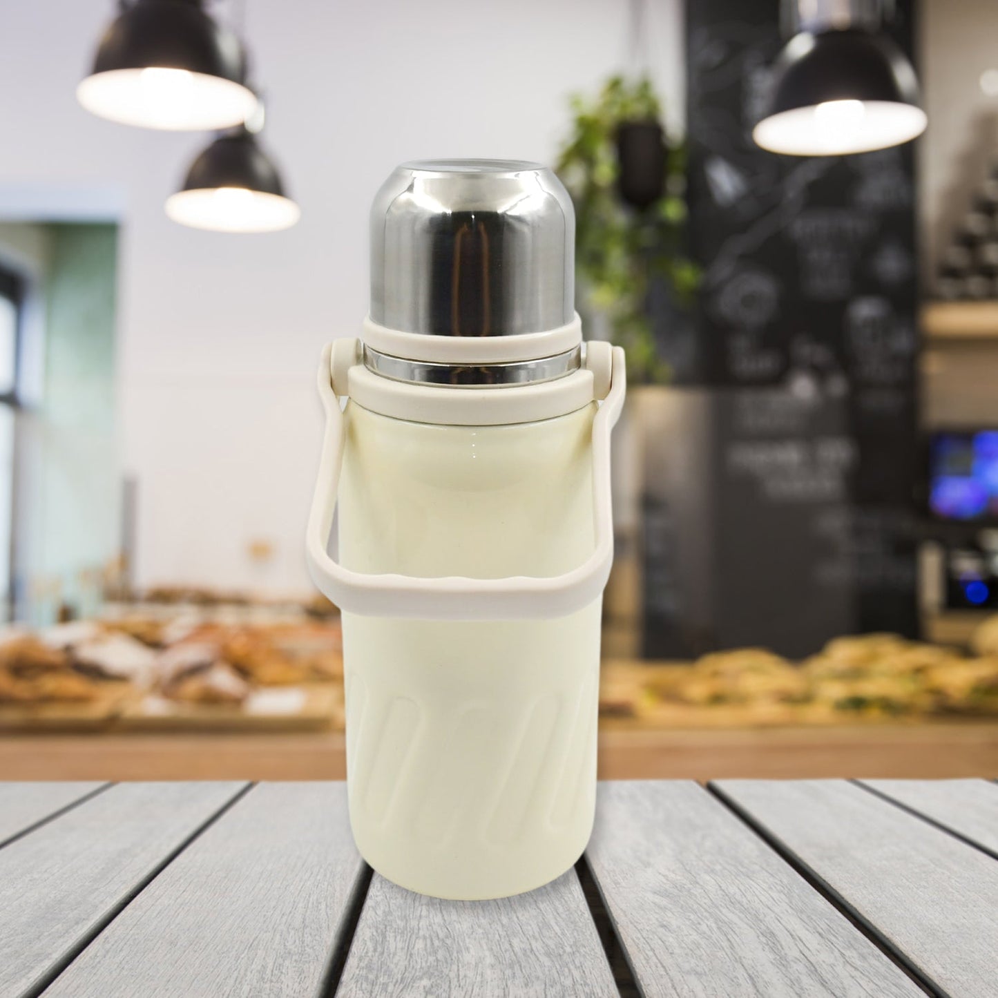 Stainless Steel Vacuum Insulated Water Bottle – Leak Proof Flask with Steel Cup