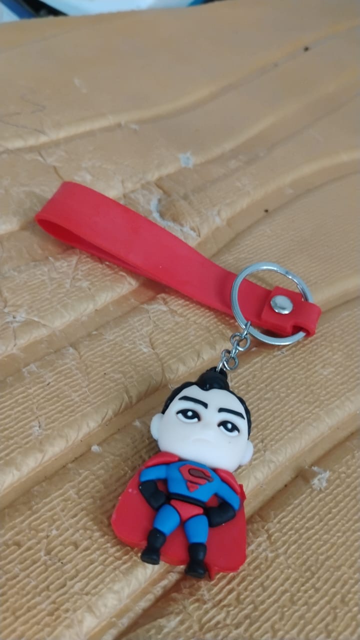 Cute Cartoon Silicone 3D Key Chain with Metal Hook & Strap (Pack of 1)
