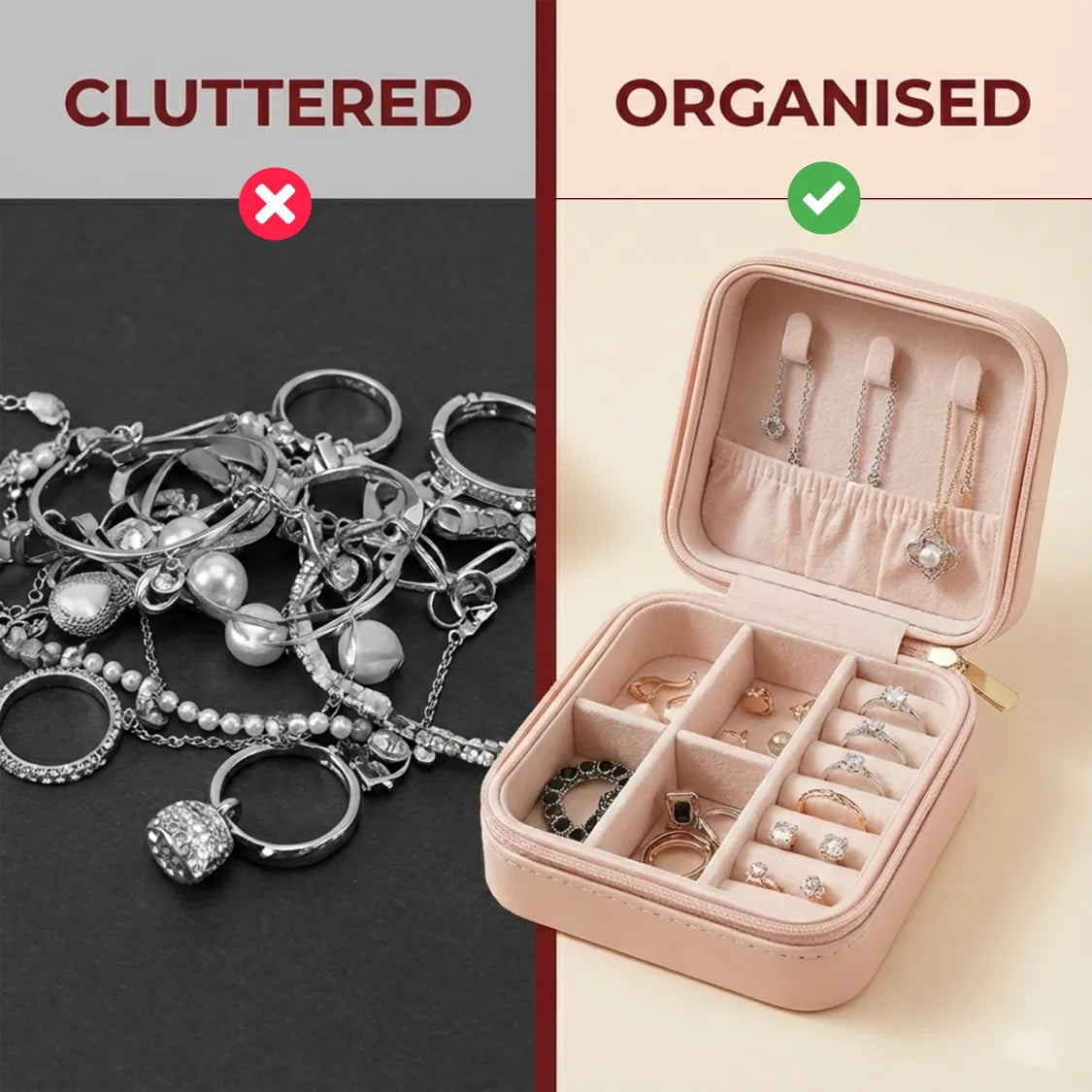 Mini PU Leather jewellery Box for Travel & Storage (1 Pc)