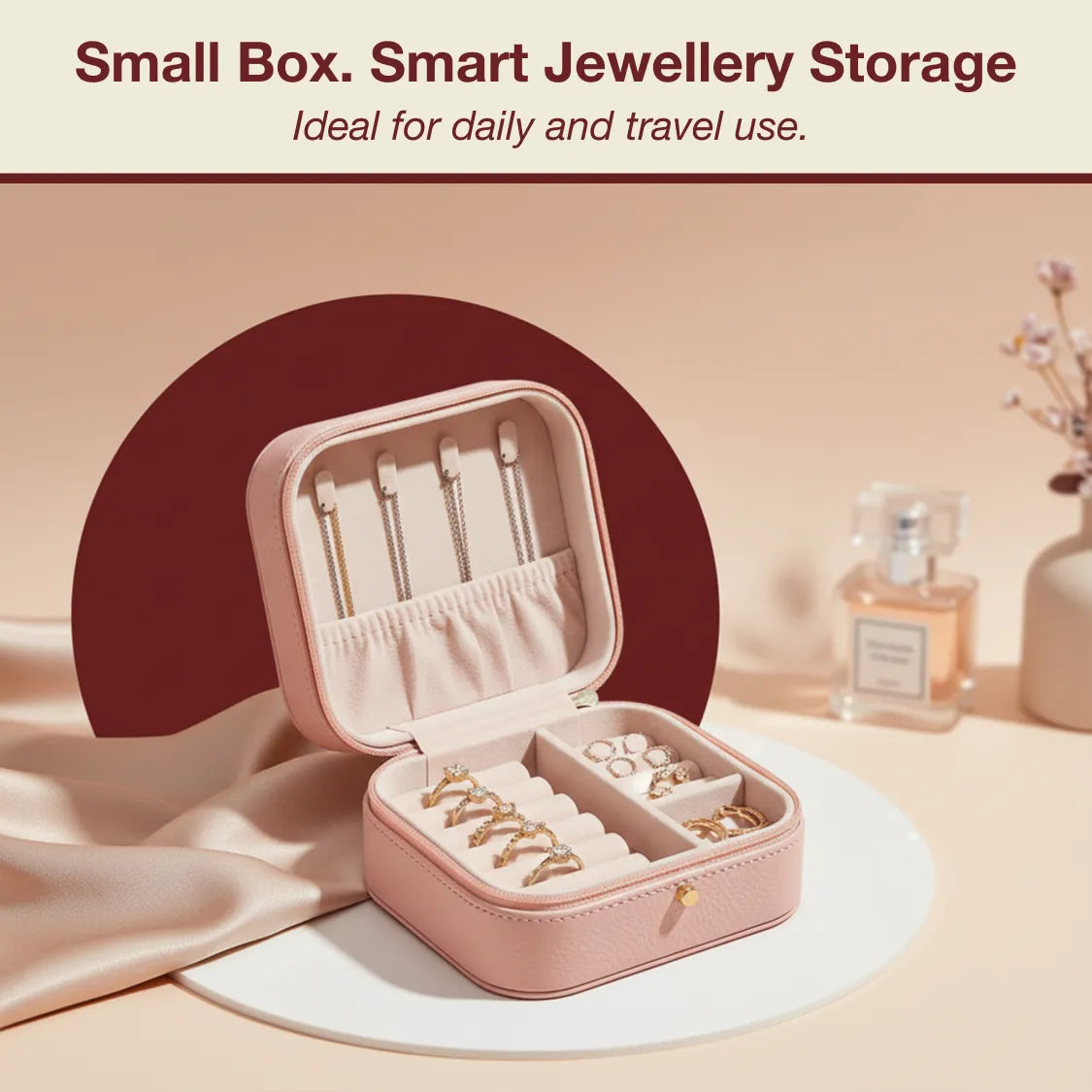 Mini PU Leather jewellery Box for Travel & Storage (1 Pc)