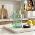 Drinking Cup / Glass / Mug Mason Jar with Handle & Straw