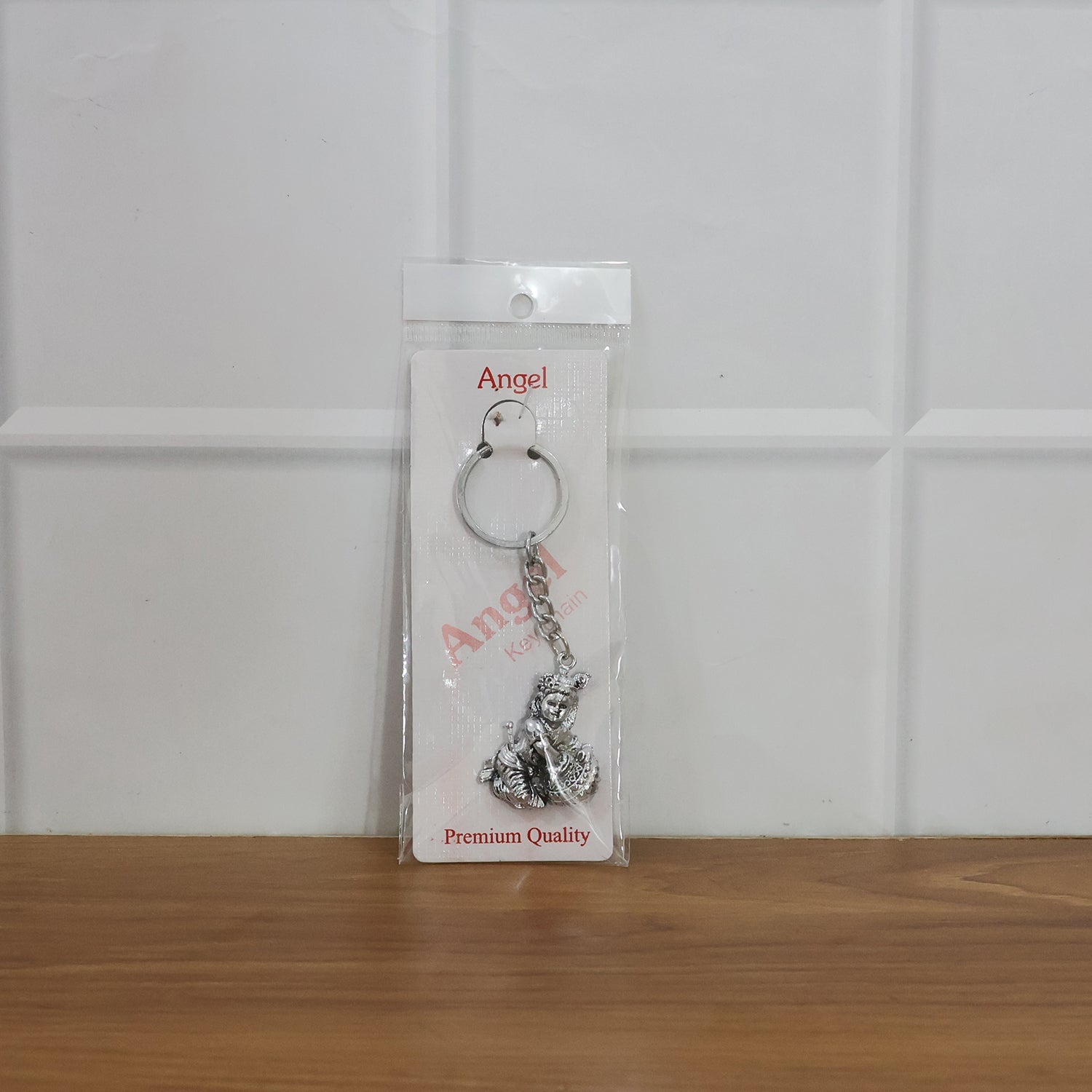 Premium Silver-Finish Metal Bal Krishna Eating Makhan Keychain (1 Pc)