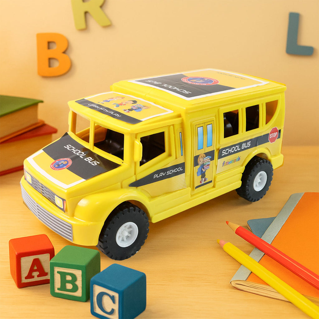 Funwoods Friction-Powered School Bus Push-and-Go Vehicle Toy (1 Pc)