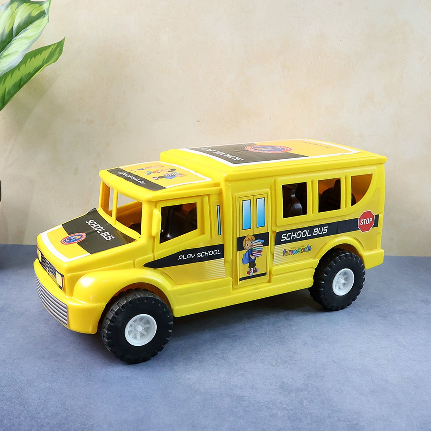 Funwoods Friction-Powered School Bus Push-and-Go Vehicle Toy (1 Pc)